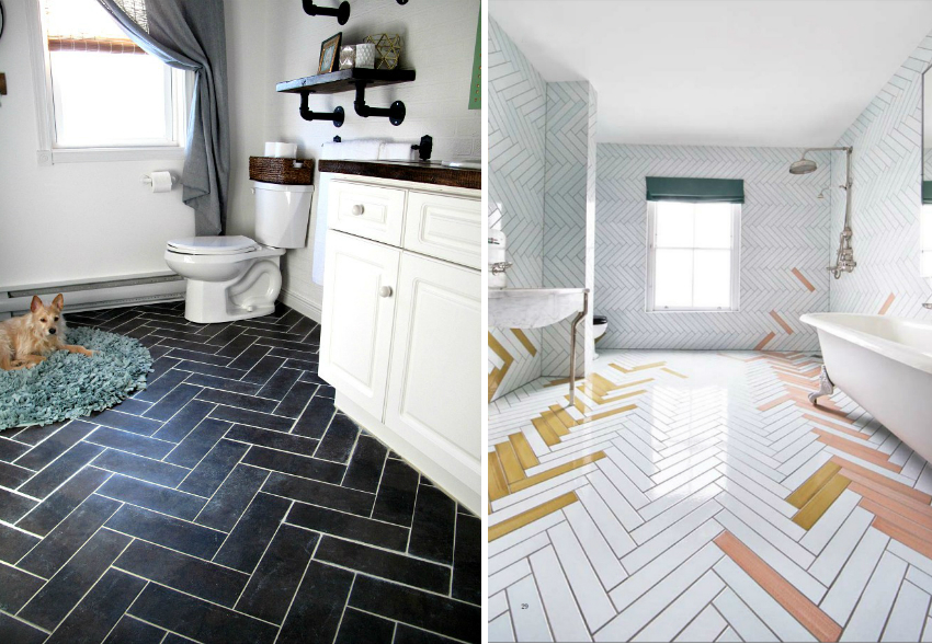 Ένα παράδειγμα επιτυχούς χρήσης της μεθόδου τοποθέτησης κεραμικών πλακιδίων για ψαροκόκαλο στο μπάνιο Ένα παράδειγμα επιτυχούς χρήσης της μεθόδου τοποθέτησης κεραμικών πλακιδίων για ψαροκόκαλο στο μπάνιο