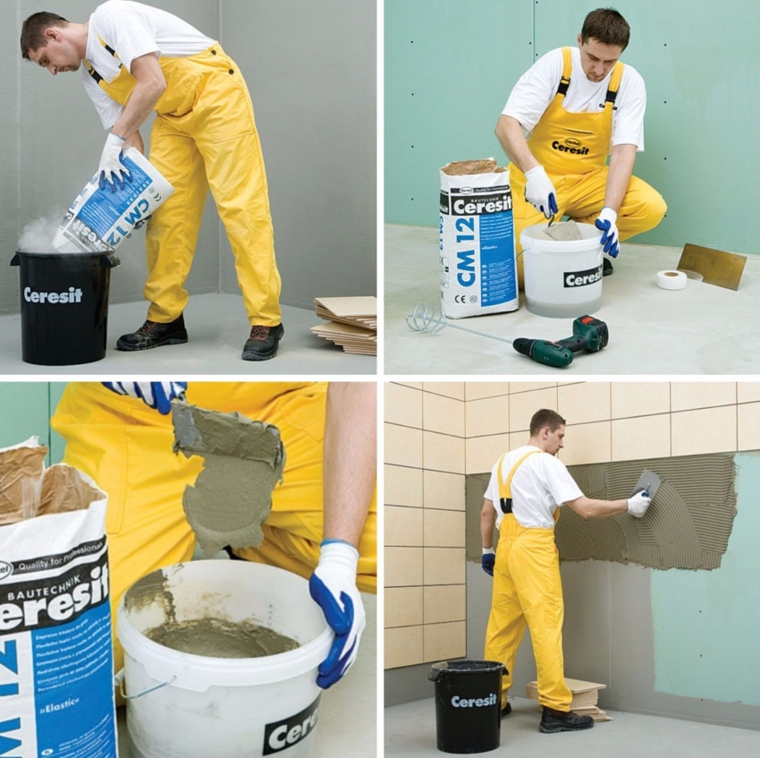 Prosessen med å forberede en limløsning for keramiske fliser Prosessen med å forberede en limløsning for keramiske fliser