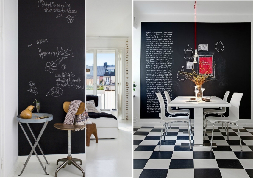 Комбинацията от бял и черен графитен тапет все повече се използва за модерния интериор Комбинацията от бял и черен графитен тапет все повече се използва за модерния интериор