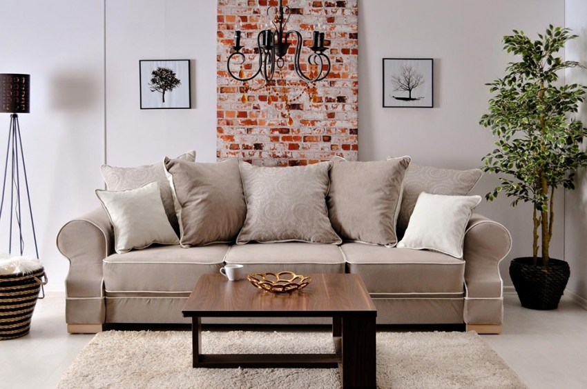 Тапетите с имитация на тухлена зидария могат да се използват в комбинация с платна в бели или неутрални нюанси Тапетите с имитация на тухлена зидария могат да се използват в комбинация с платна в бели или неутрални нюанси