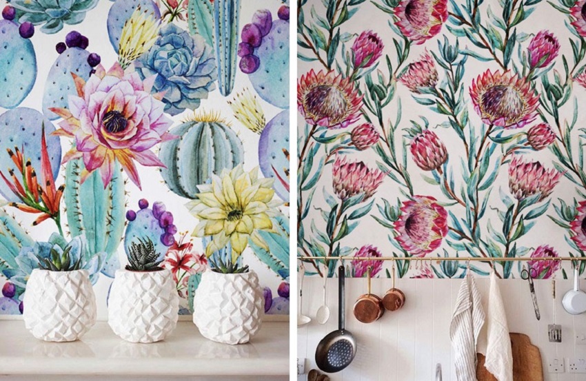 Пъстър тапет с флорални шарки Пъстър тапет с флорални шарки