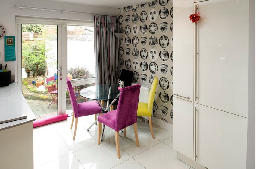 Необичаен тапет за трапезарията на кухнята Необичаен тапет за трапезарията на кухнята