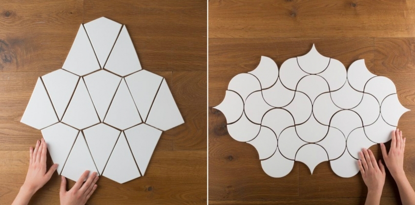 Moderne produsenter tilbyr kundene en rekke samlinger av keramiske fliser i forskjellige former. Moderne produsenter tilbyr kundene en rekke samlinger av keramiske fliser i forskjellige former.