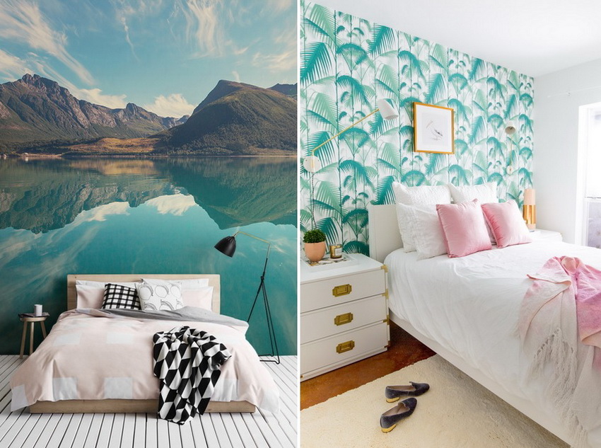 Ang isang pader ng tuldik sa silid-tulugan ay maaaring mai-highlight ng wallpaper na may isang maliwanag na pattern o ornament. Ang isang pader ng tuldik sa silid-tulugan ay maaaring mai-highlight ng wallpaper na may isang maliwanag na pattern o ornament.