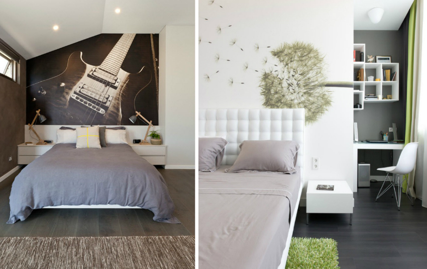 Ang wallpaper ng larawan ay maaaring magdagdag ng isang espesyal na kapaligiran sa loob ng isang silid-tulugan o nursery Ang wallpaper ng larawan ay maaaring magdagdag ng isang espesyal na kapaligiran sa loob ng isang silid-tulugan o nursery