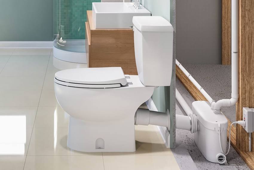Il est préférable d'installer la pompe Sololift 2 WC-1 à une distance de 15 cm des toilettes Il est préférable d'installer la pompe Sololift 2 WC-1 à une distance de 15 cm des toilettes
