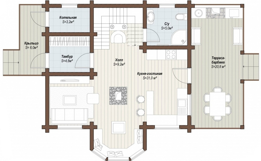 Shema projekta jednokatnice s terasom Shema projekta jednokatnice s terasom