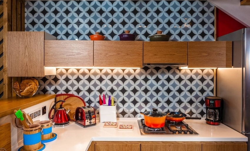 Skinal para a cozinha com um padrão geométrico original Skinal para a cozinha com um padrão geométrico original