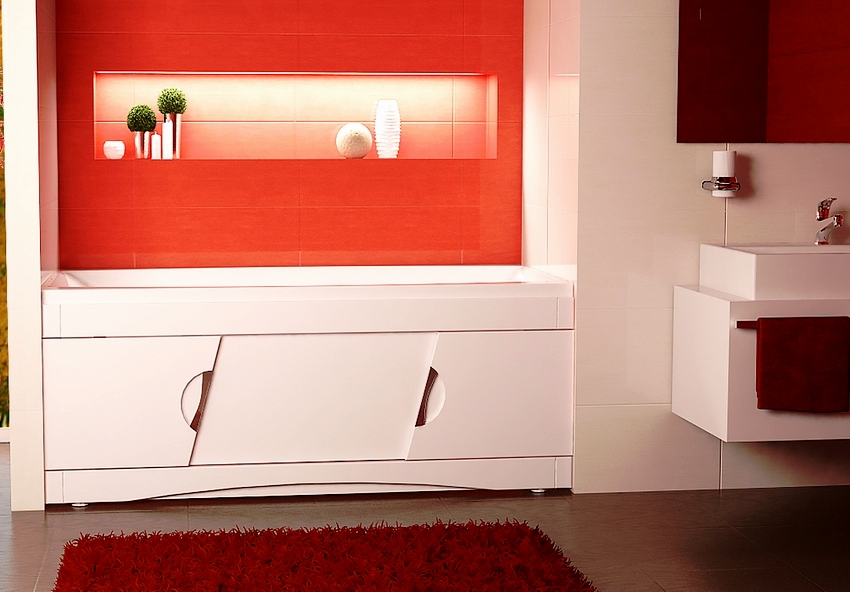 Plastični zaslon s dizajnerskim ručkama skladno se uklapa u kupaonicu u kontrastnoj boji Plastični zaslon s dizajnerskim ručkama skladno se uklapa u kupaonicu u kontrastnoj boji