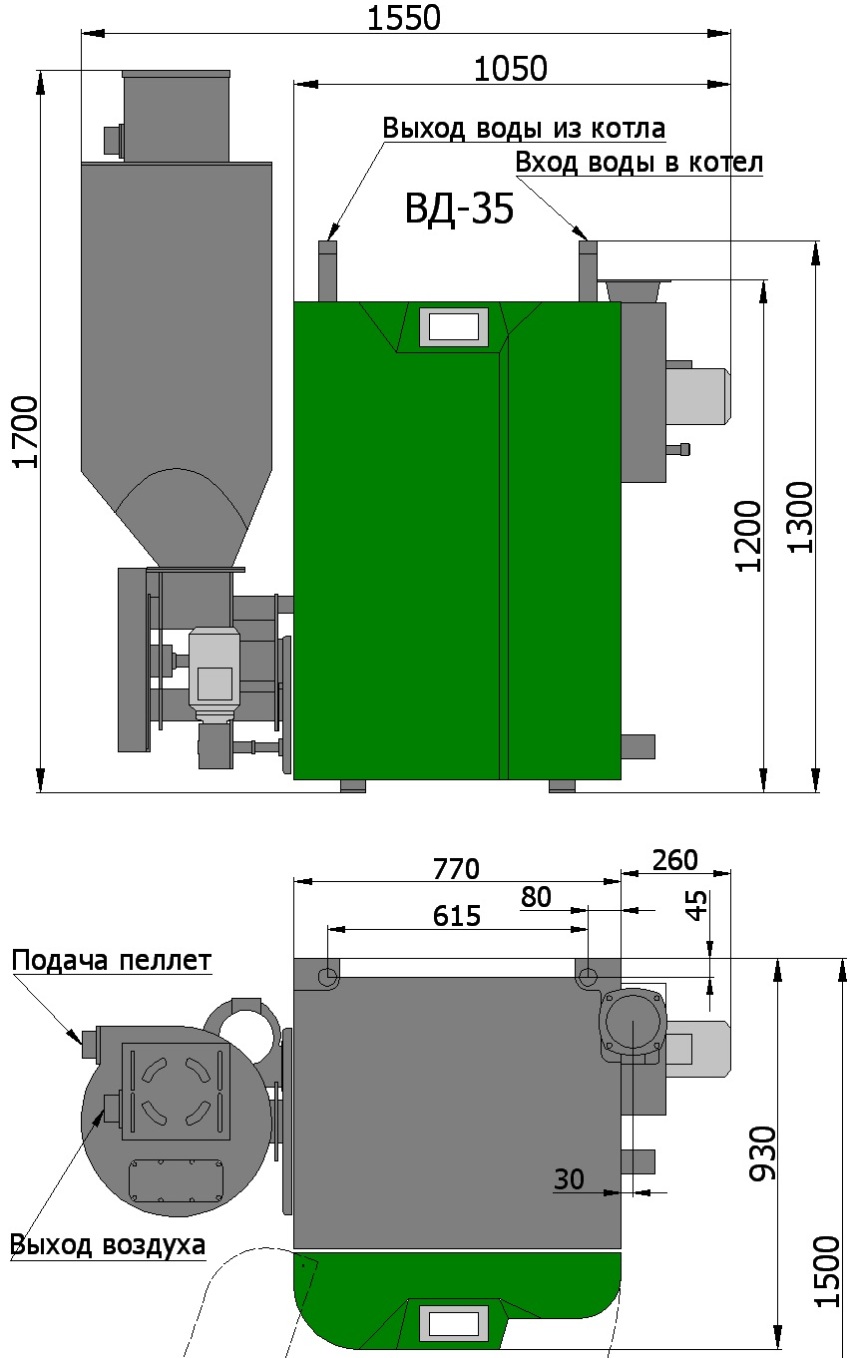 A Svetlobor kazán diagramja pellet pneumatikus töltőrendszerrel A Svetlobor kazán diagramja pellet pneumatikus töltőrendszerrel