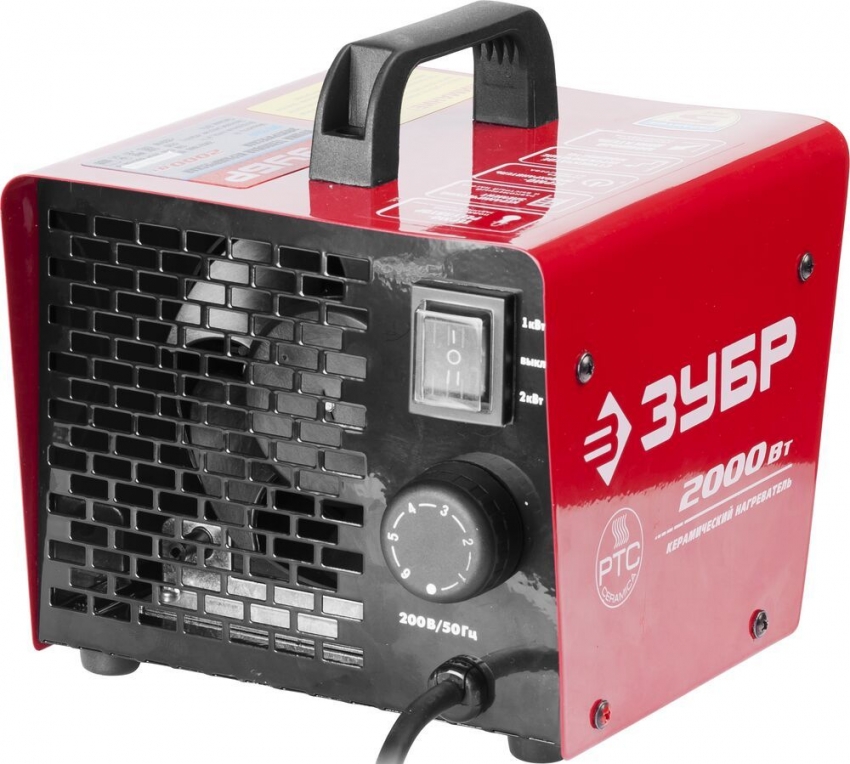 Ved hjælp af Zubr ZTP-2000-M2 varmepistolmodellen kan du opvarme et rum med et areal på 25 m² Ved hjælp af Zubr ZTP-2000-M2 varmepistolmodellen kan du opvarme et rum med et areal på 25 m²