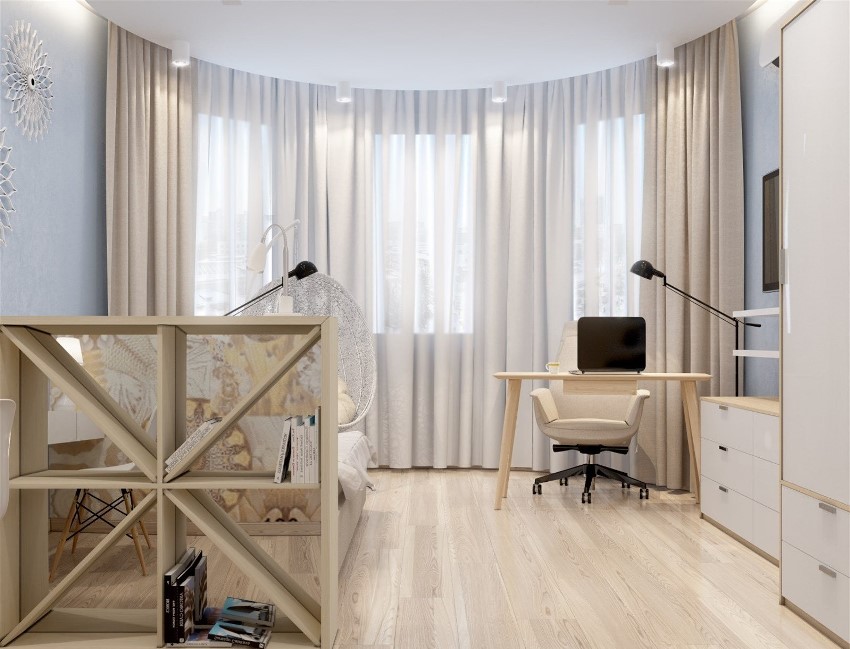 Bay window niche is a great option for organizing a workplace Bay window niche is a great option for organizing a workplace