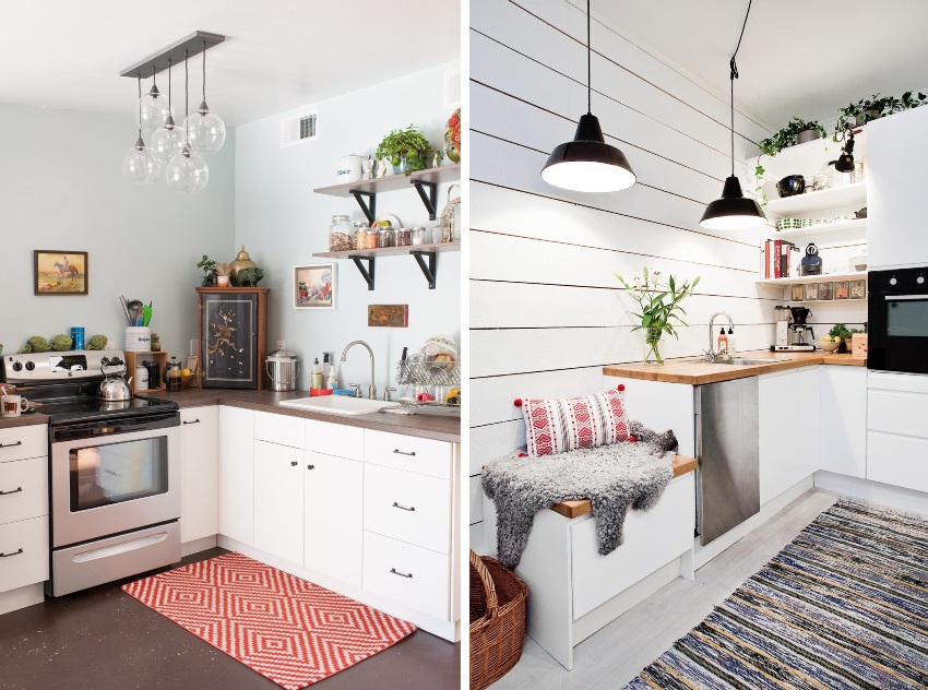 Beispiele für die eckige Platzierung von Möbeln in der Küche in Chruschtschow Beispiele für die eckige Platzierung von Möbeln in der Küche in Chruschtschow