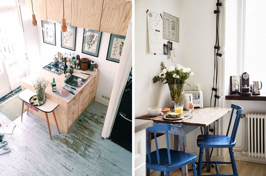 Beispiele für die Verwendung von Kompakt- und Klappmöbeln in kleinsten Küchen Beispiele für die Verwendung von Kompakt- und Klappmöbeln in kleinsten Küchen