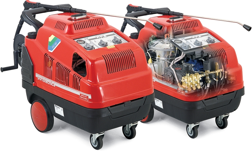 Máy phun rửa áp lực cao Portotecnica được thiết kế để rửa xe ô tô và có thể hoạt động không gián đoạn trong hai giờ Máy phun rửa áp lực cao Portotecnica được thiết kế để rửa xe ô tô và có thể hoạt động không gián đoạn trong hai giờ