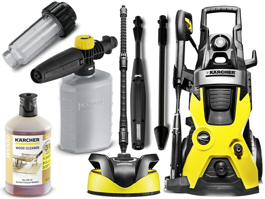 Bộ hoàn chỉnh của máy phun rửa áp lực cao Kercher bao gồm chính bộ phận, vòi phun để thực hiện các chức năng khác nhau, bình xịt và chất tẩy rửa Bộ hoàn chỉnh của máy phun rửa áp lực cao Kercher bao gồm chính bộ phận, vòi phun để thực hiện các chức năng khác nhau, bình xịt và chất tẩy rửa