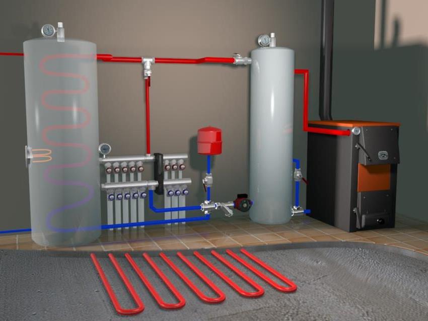 Dreidimensionales Projekt einer Heizungsanlage für ein Landhaus Dreidimensionales Projekt einer Heizungsanlage für ein Landhaus