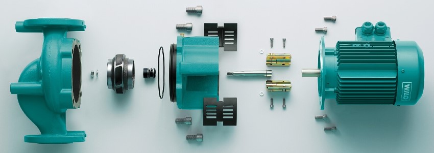 Demontierte Wilo-Umwälzpumpe Demontierte Wilo-Umwälzpumpe