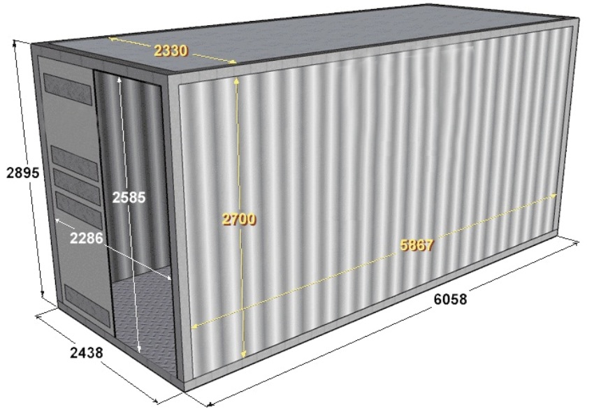 פרמטרים ממדיים של מיכל ים 20 מטר פרמטרים ממדיים של מיכל ים 20 מטר