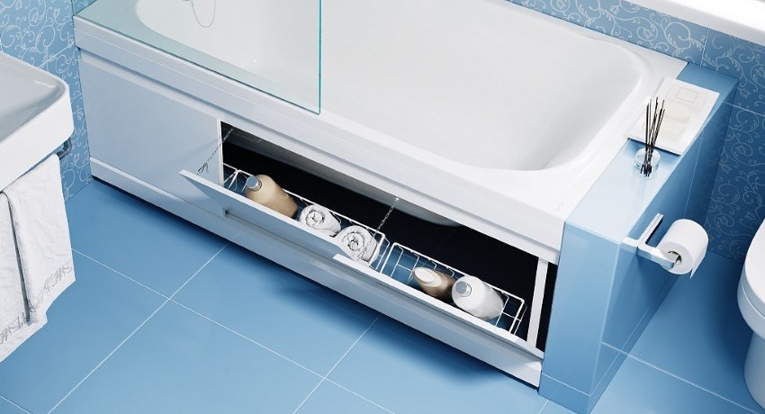 ฉากกั้นอาบน้ำไม่เพียงใช้เพื่อสร้างการตกแต่งภายในที่น่าสนใจในห้องน้ำ แต่ยังเพื่อซ่อนการสื่อสารทางวิศวกรรมที่ไม่น่าดู หน้าจออาบน้ำ: ภาพถ่ายของรุ่นที่ดีที่สุดและความแตกต่างในการติดตั้ง