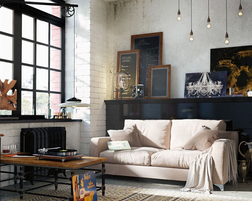 Weiße Backsteinmauer dient als großartige Kulisse für helle Innenakzente Weiße Backsteinmauer dient als großartige Kulisse für helle Innenakzente