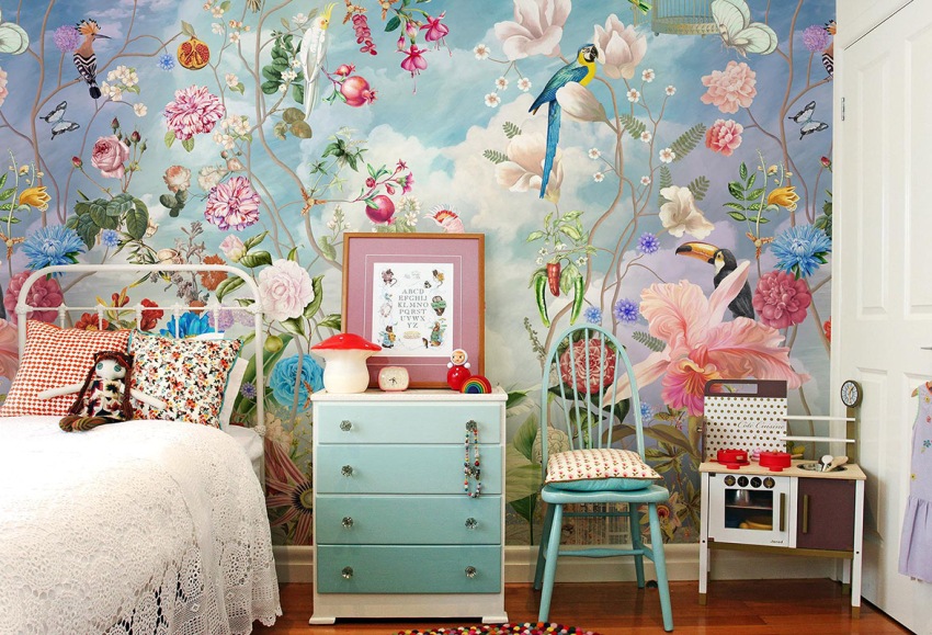 Oft werden in einem Kinderzimmer stereoskopische 3D-Tapeten verwendet, um eine fabelhafte Atmosphäre für ein Kind in der Umgebung zu schaffen. Oft werden in einem Kinderzimmer stereoskopische 3D-Tapeten verwendet, um eine fabelhafte Atmosphäre für ein Kind in der Umgebung zu schaffen.