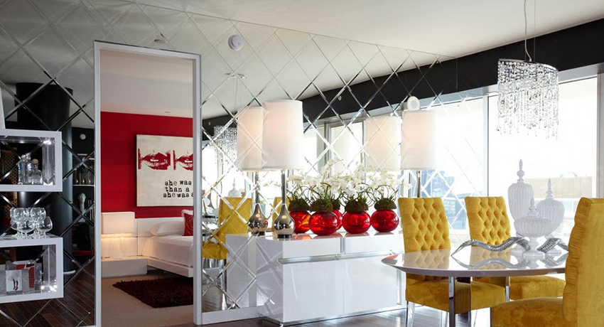 Avec l'aide de carreaux de miroir, vous pouvez créer un design élégant et inhabituel, rendre l'intérieur unique Carreaux miroir à facette: une transformation intérieure inhabituelle