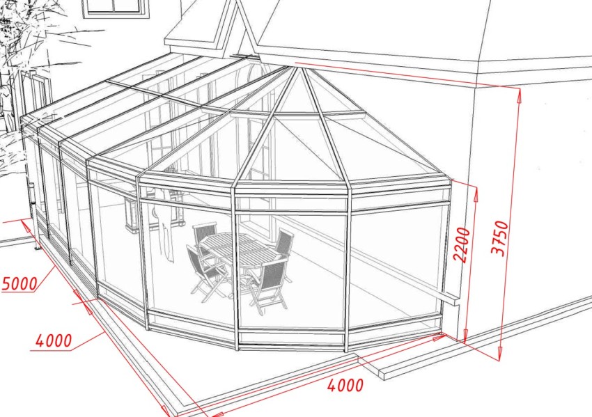 Schemat budowy ogrodu zimowego w prywatnym domu Schemat budowy ogrodu zimowego w prywatnym domu