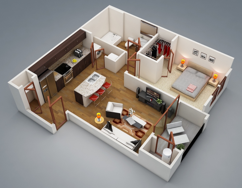 Всички елементи, елементи от интериорния дизайн на апартамента получават визуална форма благодарение на технологията на триизмерното моделиране Всички елементи, елементи от интериорния дизайн на апартамента получават визуална форма благодарение на технологията на триизмерното моделиране