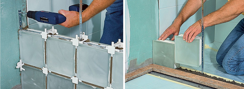 התקנת גושי זכוכית יכולה להתבצע מקצה לקצה או על מודול מסגרת התקנת גושי זכוכית יכולה להתבצע מקצה לקצה או על מודול מסגרת