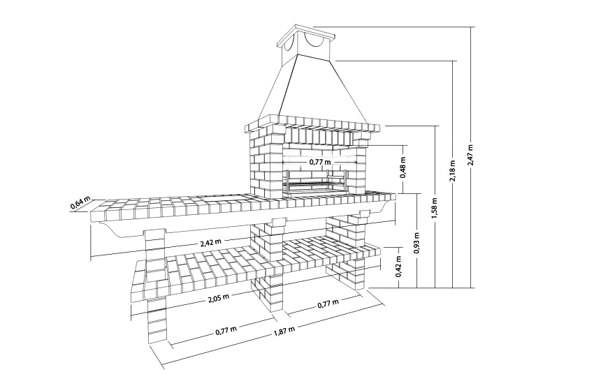 An example of a drawing of a brick barbecue An example of a drawing of a brick barbecue