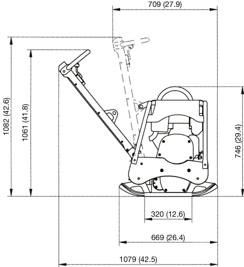 Sơ đồ với các kích thước của tấm rung điện Sơ đồ với các kích thước của tấm rung điện