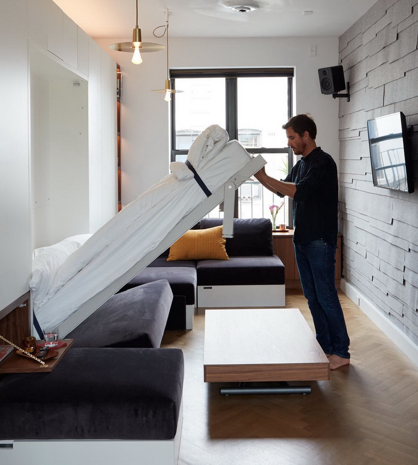 Giường gấp tích hợp tủ quần áo không thể thiếu trong những căn hộ nhỏ Giường gấp tích hợp tủ quần áo không thể thiếu trong những căn hộ nhỏ