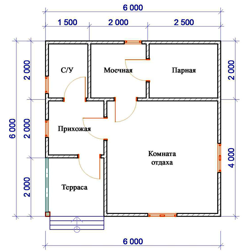 Projekt kąpieli 6 na 6 metrów Projekt kąpieli 6 na 6 metrów