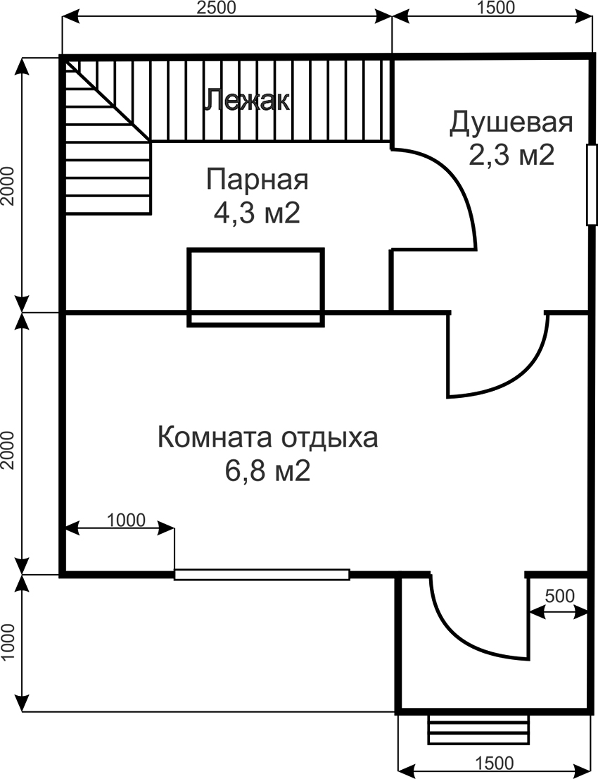 Projekt sauny 4 x 4 metry z łaźnią parową, pokojem relaksacyjnym i prysznicem Projekt sauny 4 x 4 metry z łaźnią parową, pokojem relaksacyjnym i prysznicem