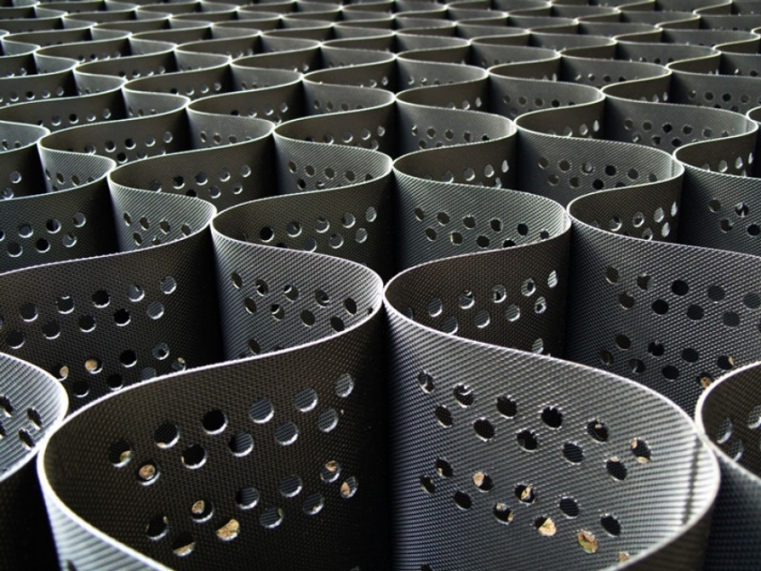 Les geomedes de polímers poden tenir una estructura plana o tridimensional Les geomedes de polímers poden tenir una estructura plana o tridimensional