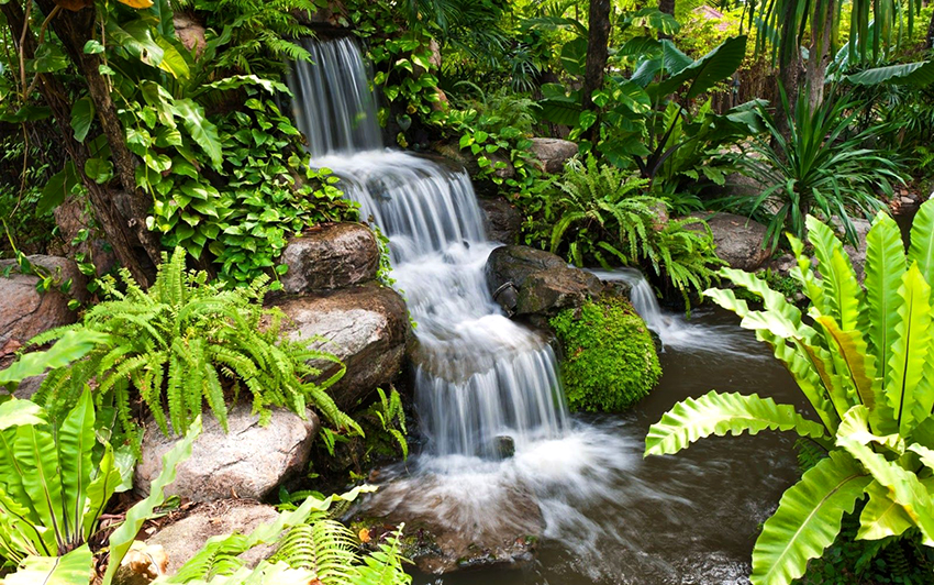 En dekorativ foss kan forvandle atmosfæren på stedet fullstendig En dekorativ foss kan forvandle atmosfæren på stedet fullstendig