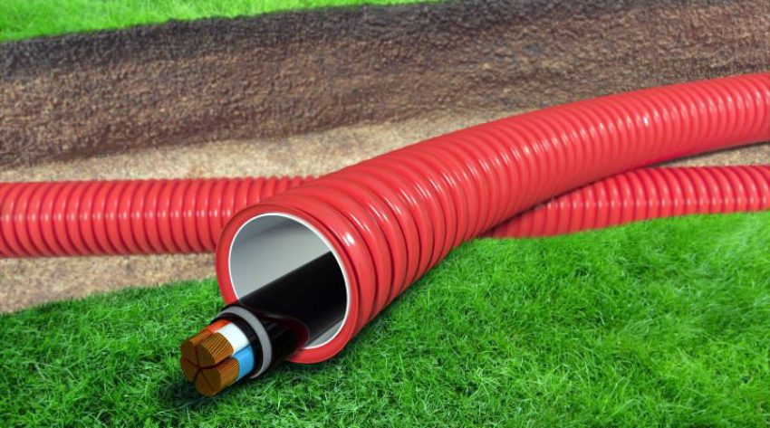 Để đặt dưới lòng đất (trong rãnh), một ống polyetylen hai thành được sử dụng Để đặt dưới lòng đất (trong rãnh), một ống polyetylen hai thành được sử dụng