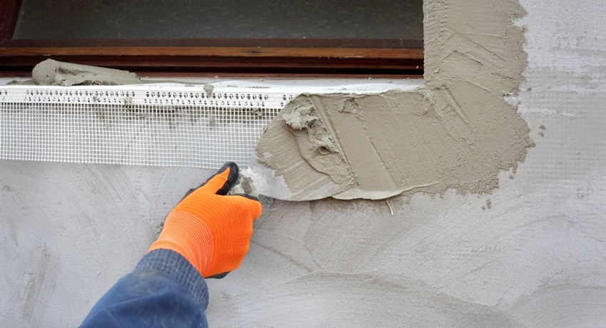 يتم تثبيت الزوايا المنفصلة والقوية بشكل خاص المصنوعة من شبكة تقوية على زوايا المبنى يتم تثبيت الزوايا المنفصلة والقوية بشكل خاص المصنوعة من شبكة تقوية على زوايا المبنى