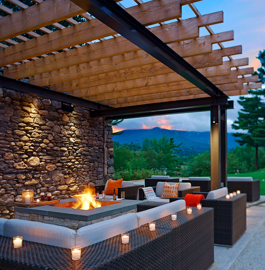 Pergolaa voidaan käyttää alueen jakamiseen vyöhykkeiksi Pergolaa voidaan käyttää jakamaan alue vyöhykkeiksi