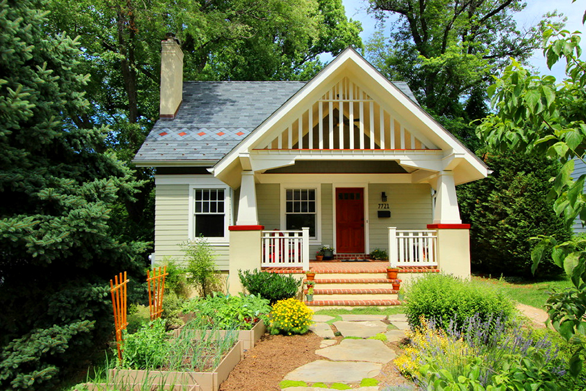 A külvárosi terület fő elemeinek fáknak, virágoknak és bokroknak kell lenniük A külvárosi terület fő elemeinek fáknak, virágoknak és bokroknak kell lenniük