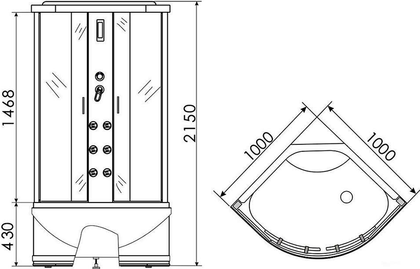 ตู้อาบน้ำเข้ามุมสมมาตรขนาด 1000x1000 มม. และสูง 2150 มม ตู้อาบน้ำเข้ามุมสมมาตรขนาด 1000x1000 มม. และสูง 2150 มม