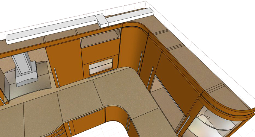 Ábra egy példával a szellőzőcsatorna helyére a konyhában Ábra egy példával a szellőzőcsatorna helyére a konyhában