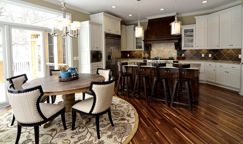 Apvalų stalą rekomenduojama įrengti tam tikru atstumu nuo virtuvės darbo zonos Apvalų stalą rekomenduojama įrengti tam tikru atstumu nuo virtuvės darbo zonos