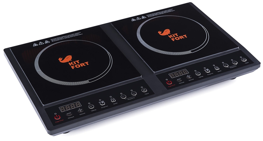 KITFORT KT-101 induktionskomfur har dimensioner på 28x36x6 cm og er placeret i et plastikhus med en sort glaskeramisk overflade KITFORT KT-101 induktionskomfur har dimensioner på 28x36x6 cm og er placeret i et plastikhus med en sort glaskeramisk overflade