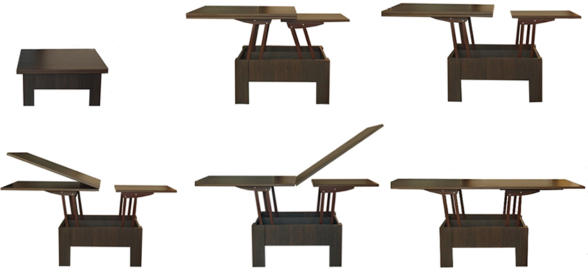 โต๊ะกาแฟเปลี่ยนเป็นโต๊ะรับประทานอาหารด้วยกลไกการยก โต๊ะกาแฟเปลี่ยนเป็นโต๊ะรับประทานอาหารด้วยกลไกการยก