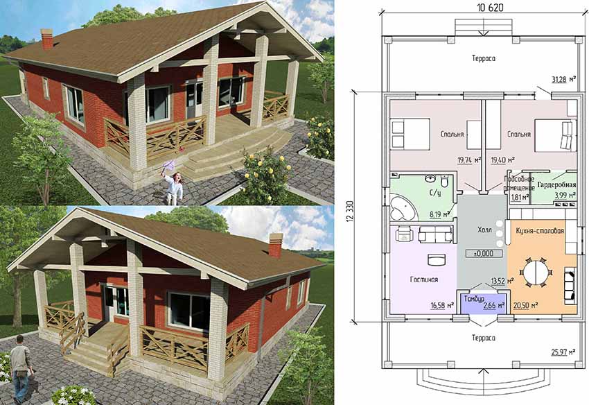 Jednokatnica u skandinavskom stilu s dvije terase Jednokatnica u skandinavskom stilu s dvije terase