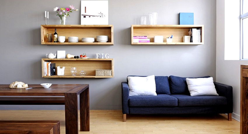 Klassiske rektangulære hyller er et anerkjent eksempel på stil Vegghyller: hvilket alternativ å velge for egenproduksjon