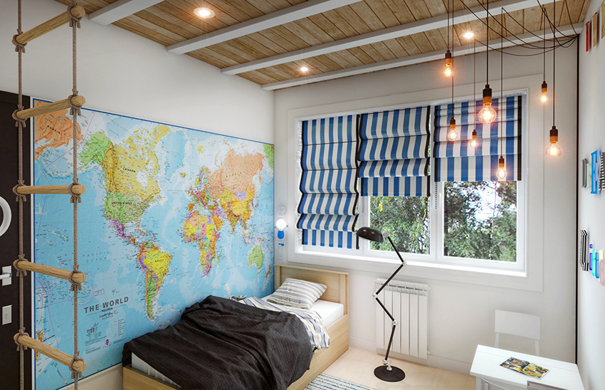 You can use a large map of the world to decorate the walls of a children's bedroom You can use a large map of the world to decorate the walls of a children's bedroom