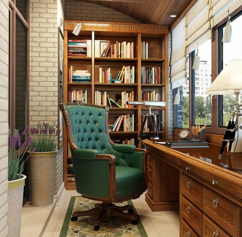 Ako se na balkonu nalazi ured, onda ne možete bez police za knjige Ako se na balkonu nalazi ured, onda ne možete bez police za knjige